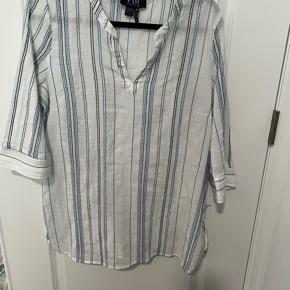 FDJ Striped Blue and White Tunic Top